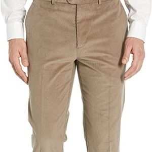Bensol Men's Flat Front Baby Cord Dress Pants- Trimmer Silhouette
